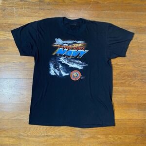 Vintage 1987 3D Emblem United States Navy T-shirt Men's Medium Excellent